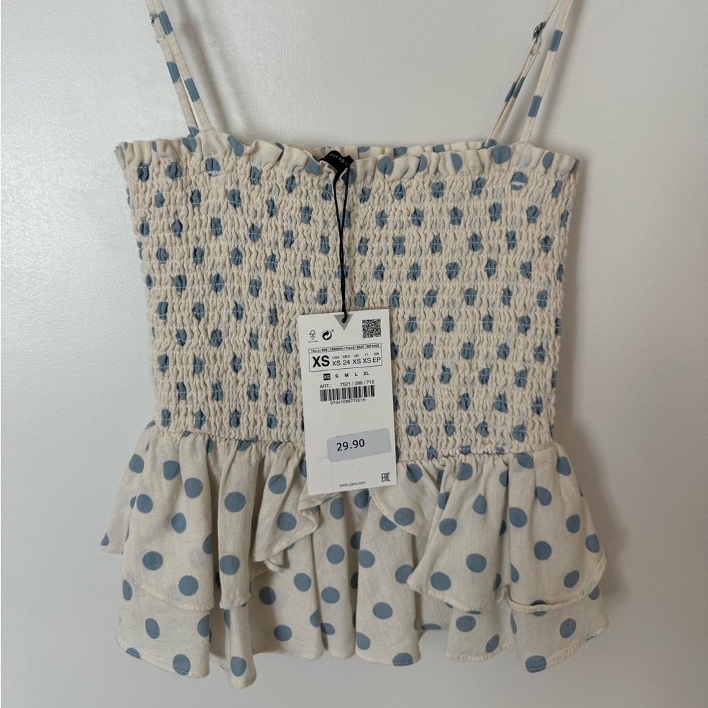 Zara smocked peplum top